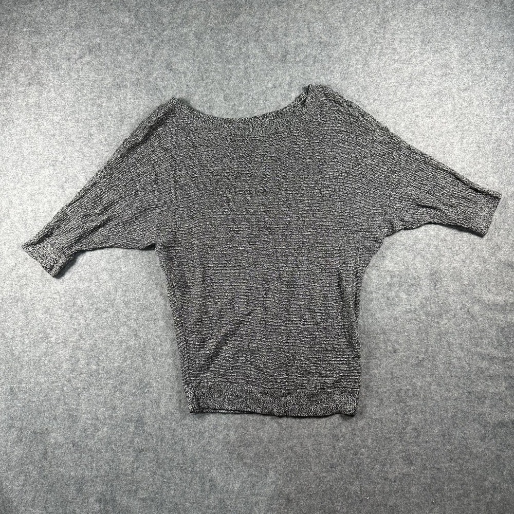 Express Dolman Sleeve Knit Top Small Grey Marled Lightweight Batwing Sweater
